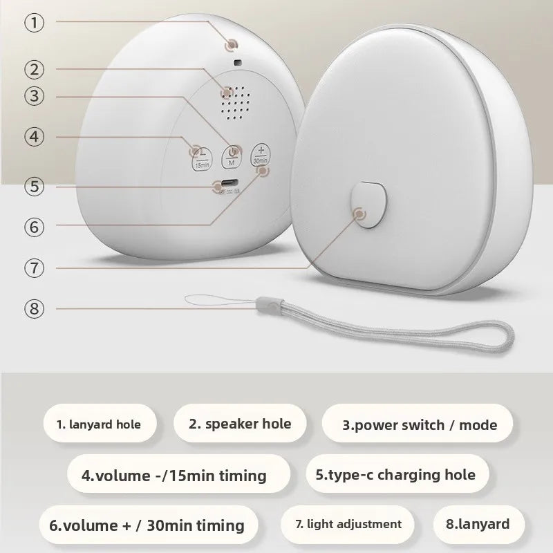 RGB Sleep White Noise Machine with Soothing Sound Touchable Rechargeable LED Night Light Relaxing Audio & Sleep Lamp for Baby