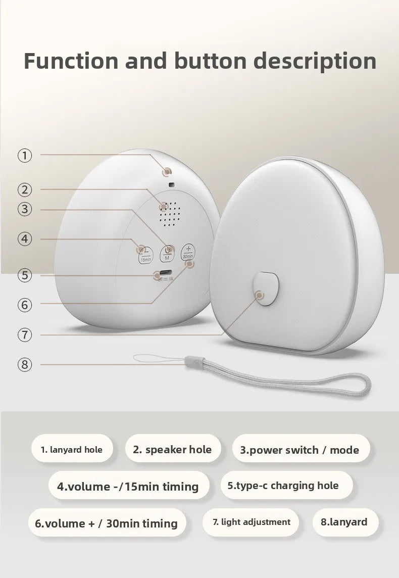 RGB Sleep White Noise Machine with Soothing Sound Touchable Rechargeable LED Night Light Relaxing Audio & Sleep Lamp for Baby