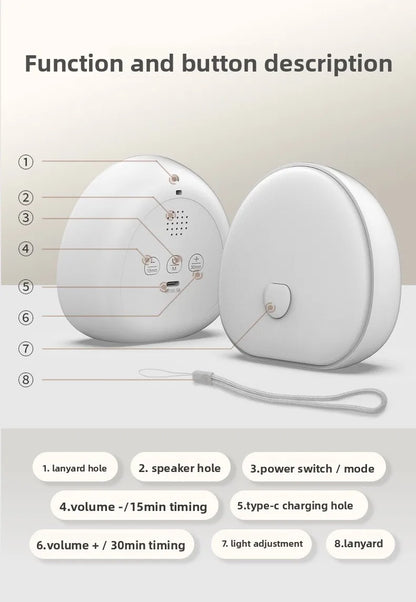RGB Sleep White Noise Machine with Soothing Sound Touchable Rechargeable LED Night Light Relaxing Audio & Sleep Lamp for Baby