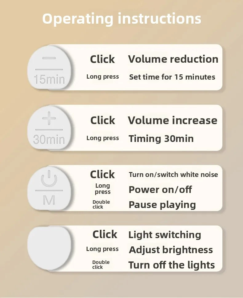 RGB Sleep White Noise Machine with Soothing Sound Touchable Rechargeable LED Night Light Relaxing Audio & Sleep Lamp for Baby